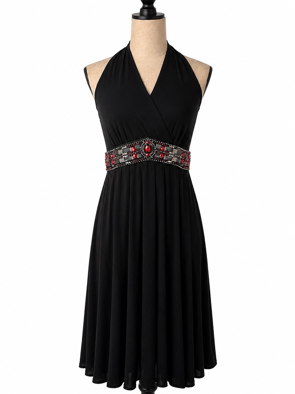 New with Tag! White House Black Market Halter Dress with Beaded Waistband sz 8